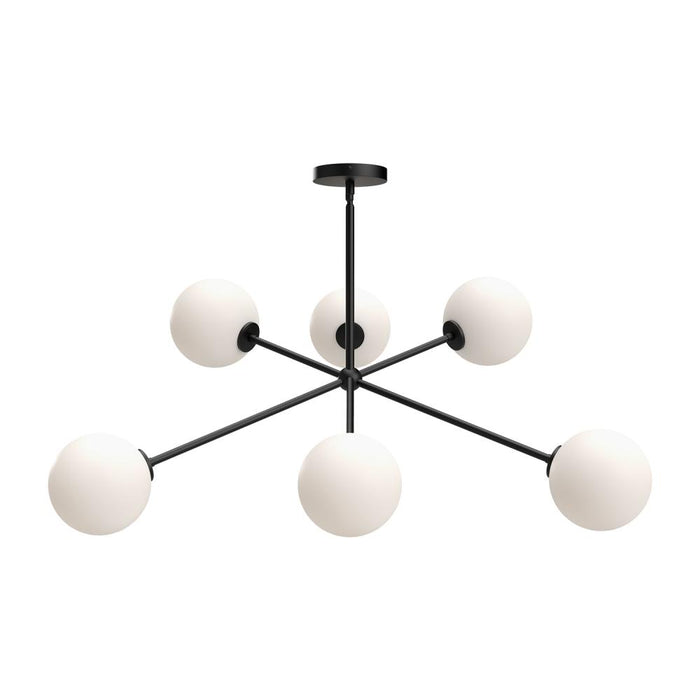 Cassia 40-in Matte Black/opal Matte Glass 6 Lights Chandeliers | CH549640MBOP