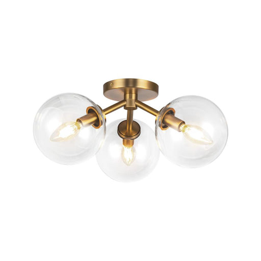 Cassia 15-in Aged Brass/clear Glass 3 Lights Semi-flush | SF549315AGCL