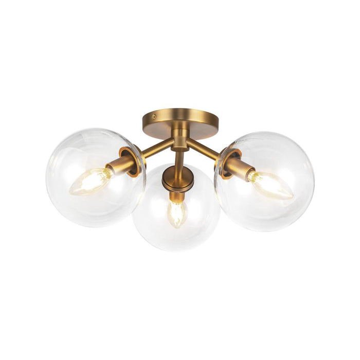 Cassia 15-in Aged Brass/clear Glass 3 Lights Semi-flush | SF549315AGCL