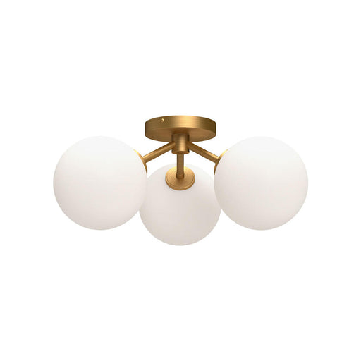 Cassia 17-in Aged Gold/opal Matte Glass 3 Lights Semi Flush Mount | SF549315AGOP