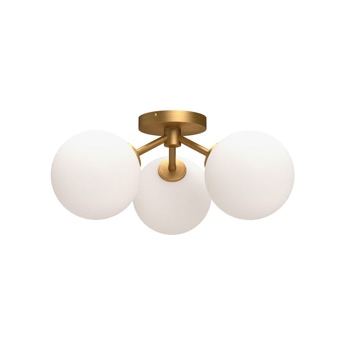 Cassia 17-in Aged Gold/opal Matte Glass 3 Lights Semi Flush Mount | SF549315AGOP