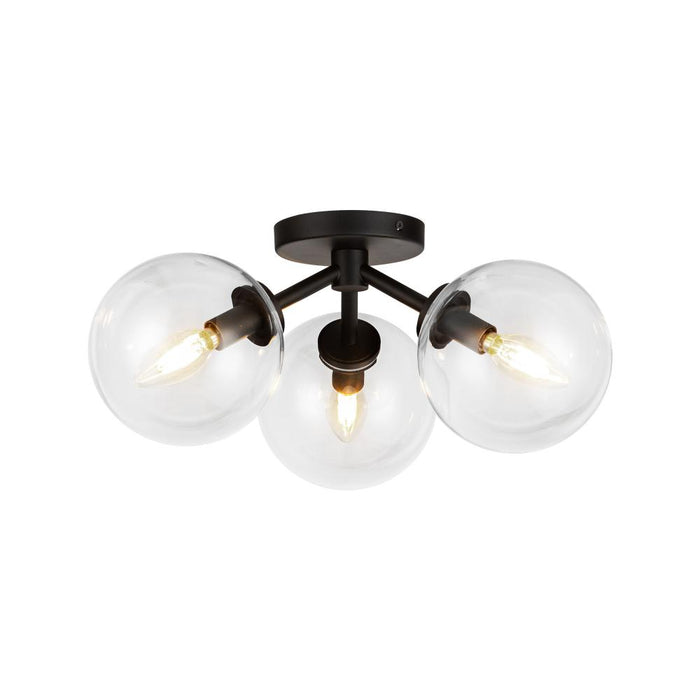 Cassia 15-in Matte Black/clear Glass 3 Lights Semi-flush | SF549315MBCL