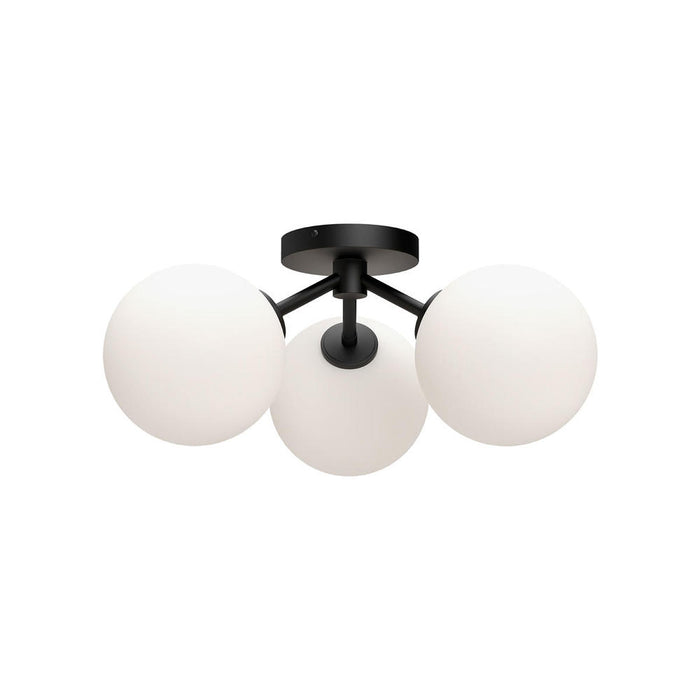 Cassia 17-in Matte Black/opal Matte Glass 3 Lights Semi Flush Mount | SF549315MBOP