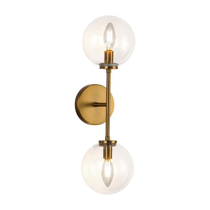 Cassia 20-in Aged Brass/clear Glass 2 Lights Wall Vanity | WV549220AGCL