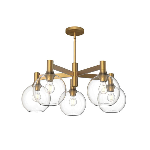 Alora Castilla 29-in Aged Gold/Clear Glass 5 Lights Chandeliers