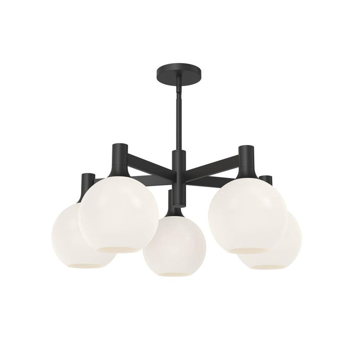 Alora Castilla 29-in Matte Black/Opal Matte Glass 5 Lights Chandeliers