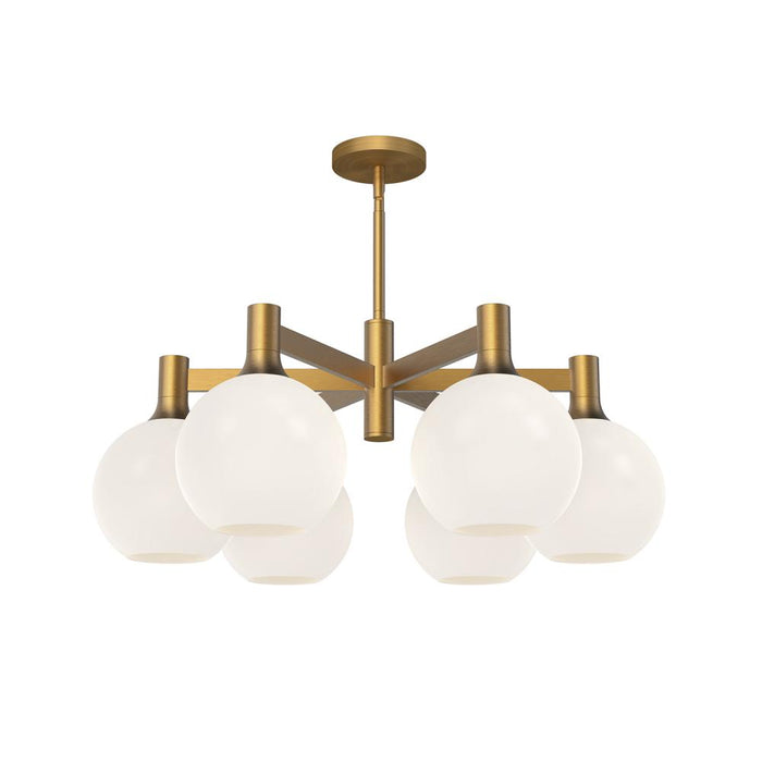 Castilla 29-in Aged Gold/opal Matte Glass 6 Lights Chandeliers | CH506230AGOP