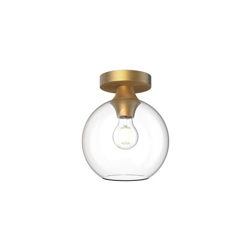 Alora Castilla 8-in Aged Gold/Clear Glass 1 Light Flush Mount