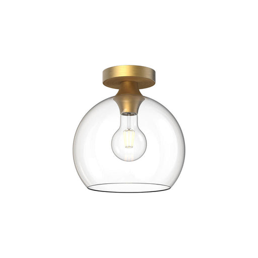 Alora Castilla 10-in Aged Gold/Clear Glass 1 Light Flush Mount