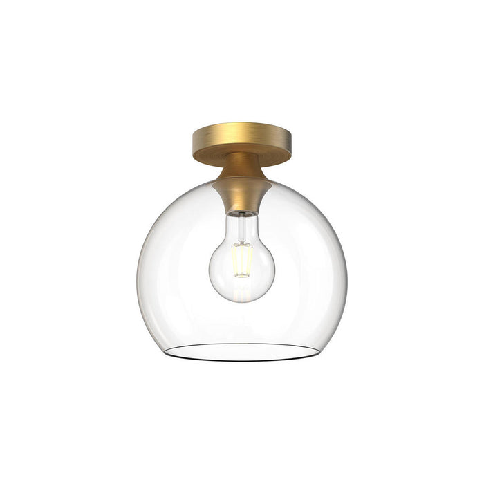 Alora Castilla 10-in Aged Gold/Clear Glass 1 Light Flush Mount