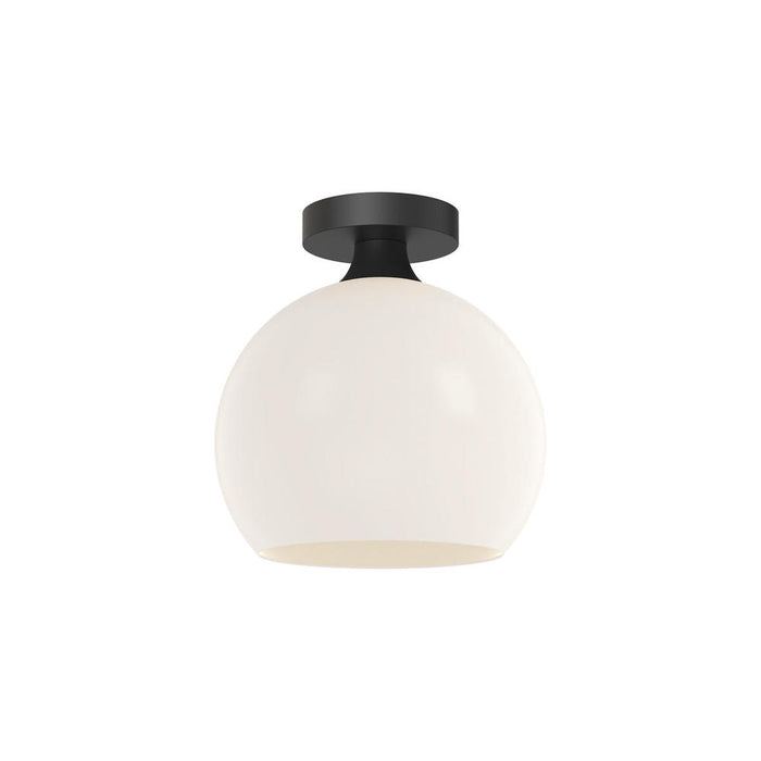 Alora Castilla 10-in Matte Black/Opal Matte Glass 1 Light Flush Mount