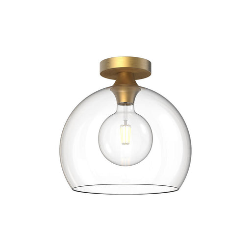 Alora Castilla 12-in Aged Gold/Clear Glass 1 Light Flush Mount