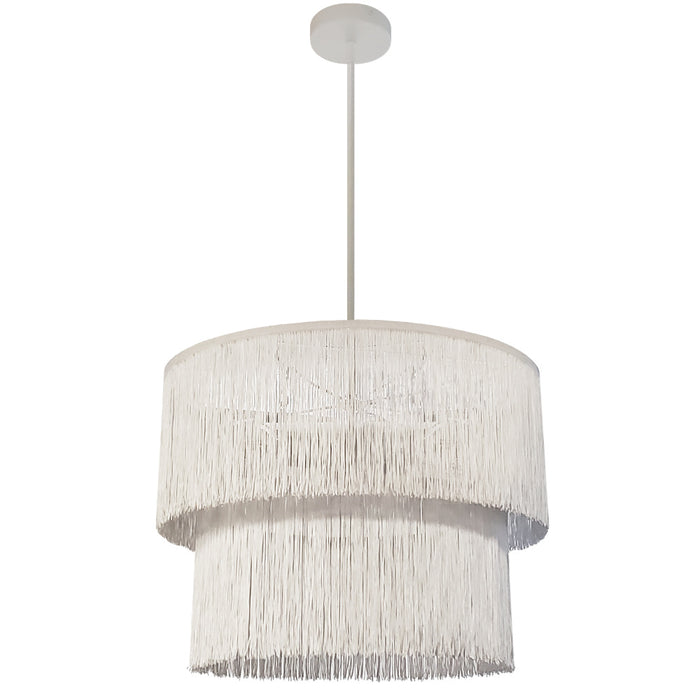 4 Light  Chandelier, Mw W/ Wh Fringe | CDL-204C-MW-WH