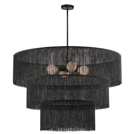 4 Light  Chandelier, Mb W/ Bk Tassel Shades | CDL-404C-MB-BK
