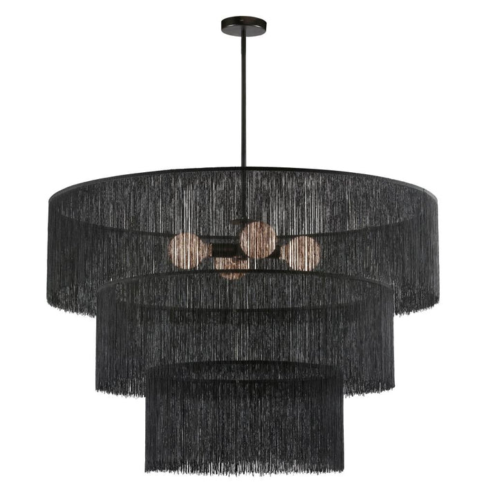  4 Light  Chandelier, Mb W/ Bk Tassel Shades | CDL-404C-MB-BK