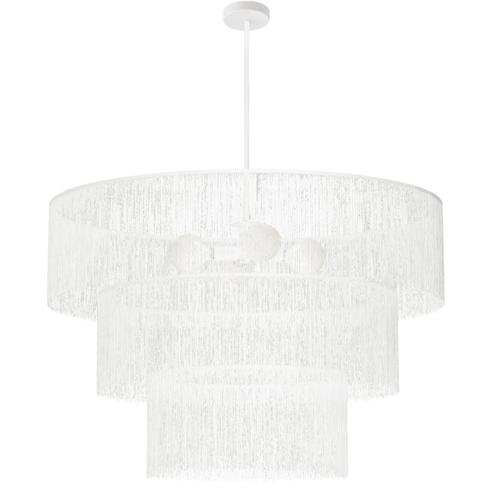  4 Light  Chandelier, Mw W/ Wh Tassel Shades | CDL-404C-MW-WH