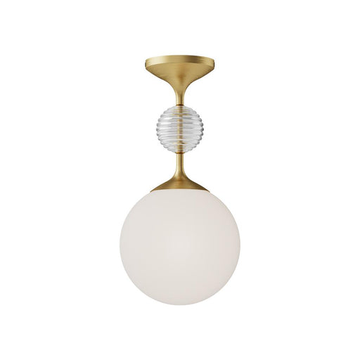 Celia 8-in Brushed Gold/opal Glass 1 Light Semi Flush Mount | SF415308BGOP