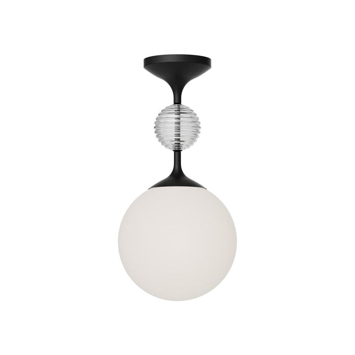 Alora Celia 8-in Matte Black/Opal Glass 1 Light Semi Flush Mount