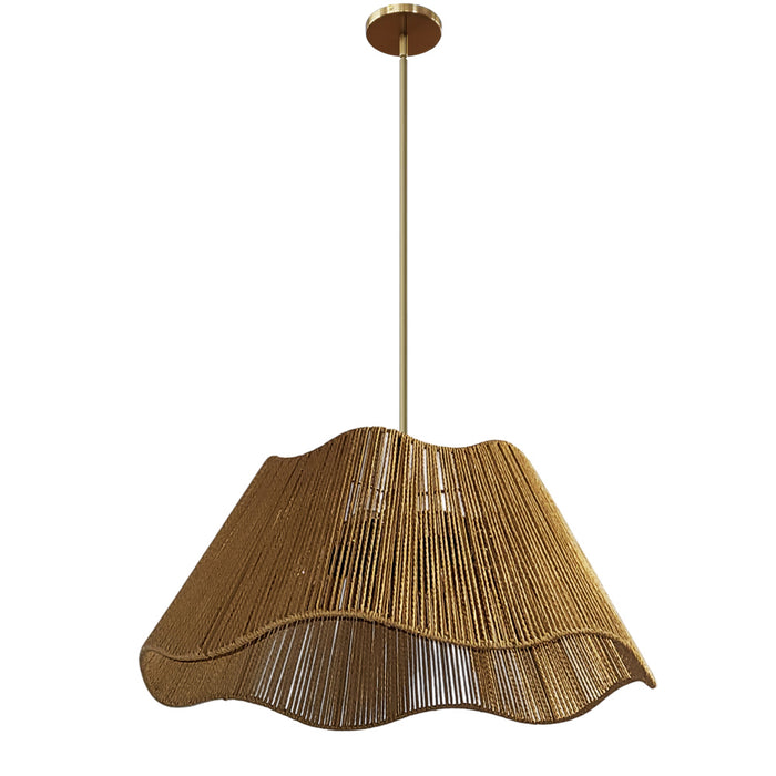 3 Light  Chandelier, Agb W/ Rope Shade | CGN-243C-AGB