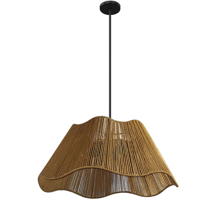 3 Light  Chandelier, Mb W/ Rope Shade | CGN-243C-MB