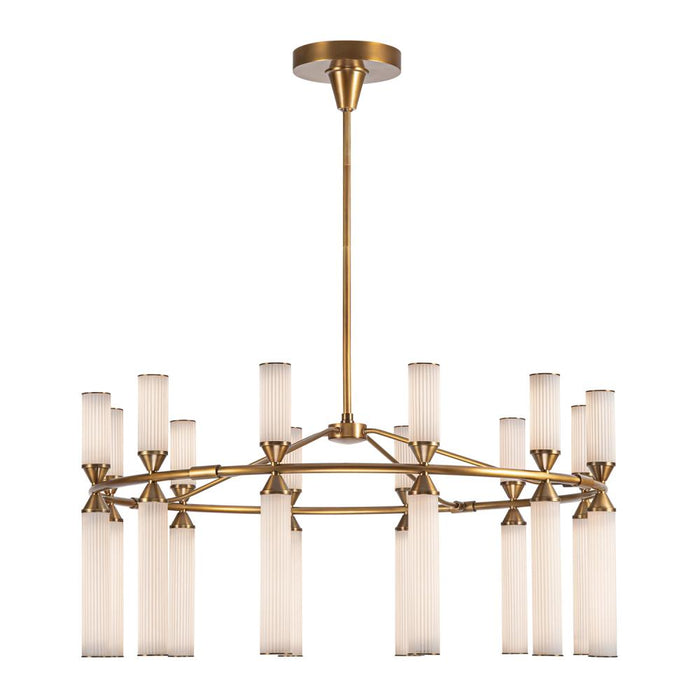 Edwin 38-in Vintage Brass/frosted Ribbed Glass Led Chandeliers | CH348038VBFR-UNV
