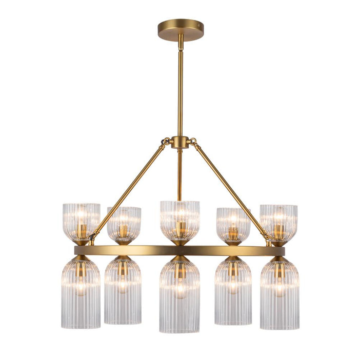 Nelly 26-in Brushed Gold/clear Ribbed Glass Socket Chandelier | CH442626BGCR