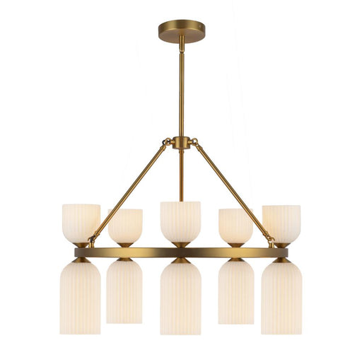 Nelly 26-in Brushed Gold/glossy Ribbed Opal Glass Socket Chandelier | CH442626BGGR