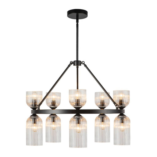Nelly 26-in Matte Black/clear Ribbed Glass Socket Chandelier | CH442626MBCR