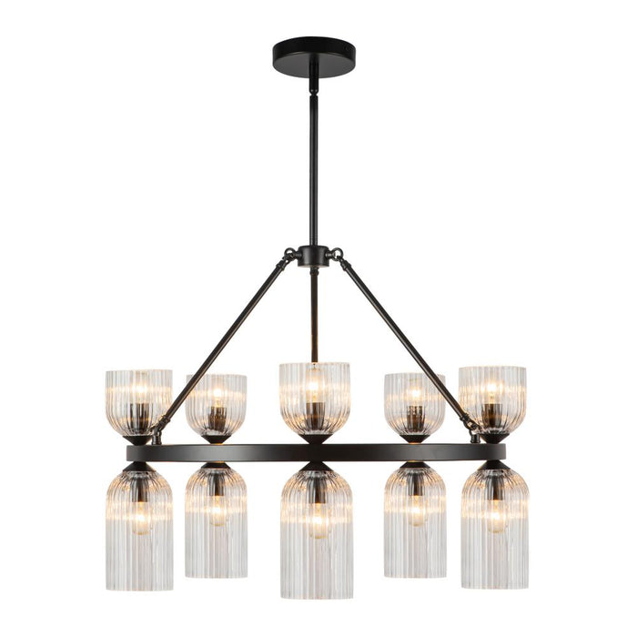 Nelly 26-in Matte Black/clear Ribbed Glass Socket Chandelier | CH442626MBCR