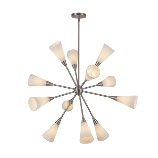 Cosmo 39-in Brushed Nickel/glossy Ribbed Opal Glass Socket Chandelier | CH462039BNGR