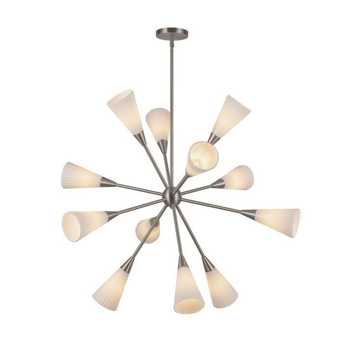Cosmo 39-in Brushed Nickel/glossy Ribbed Opal Glass Socket Chandelier | CH462039BNGR