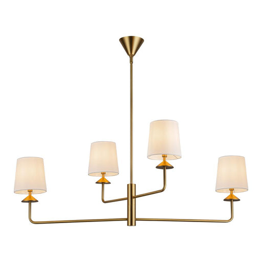 Bridgette 45-in Brushed Gold/white Linen Socket Chandelier | CH497445BGWL