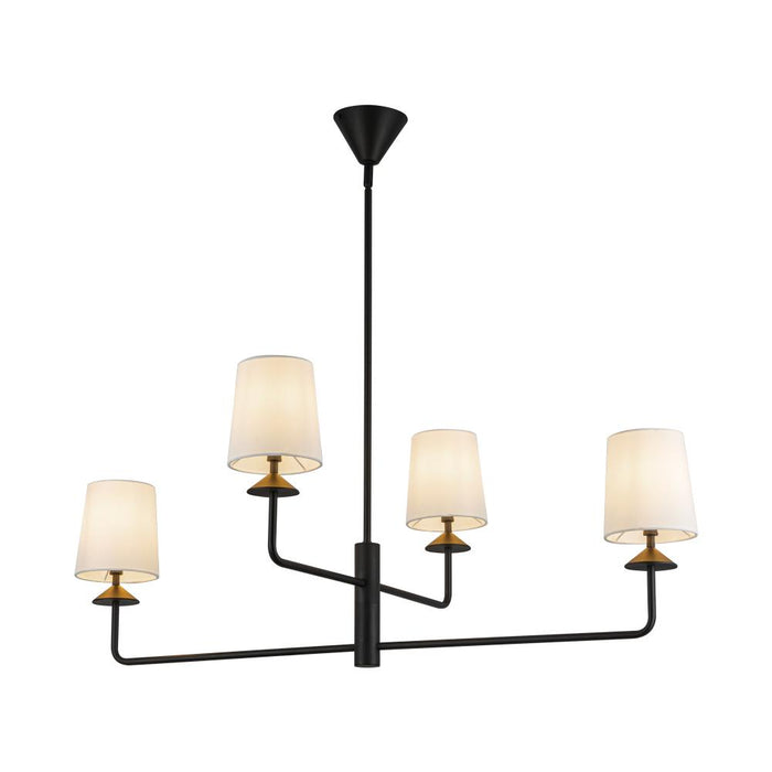 Bridgette 45-in Matte Black/white Linen Socket Chandelier | CH497445MBWL