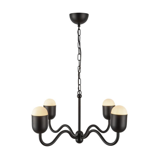 Effie 27-in Matte Black/opal Glass Socket Chandelier | CH558427MBOP