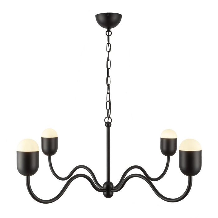 Effie 39-in Matte Black/opal Glass Socket Chandelier | CH558439MBOP