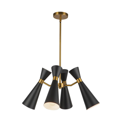 Blake 24-in Matte Black/aged Gold Socket Chandelier | CH574424MBAG