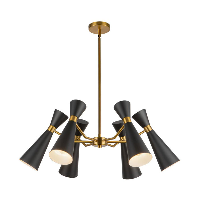 Blake 32-in Matte Black/aged Gold Socket Chandelier | CH574632MBAG