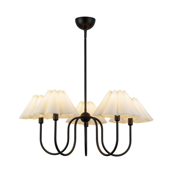Rosemary 31-in Matte Black/folded White Socket Chandelier | CH610530MBFW