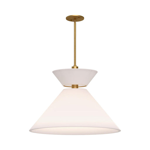 Chapelle 22-in Aged Gold/white Linen 1 Light Pendant | PD543022AGWL