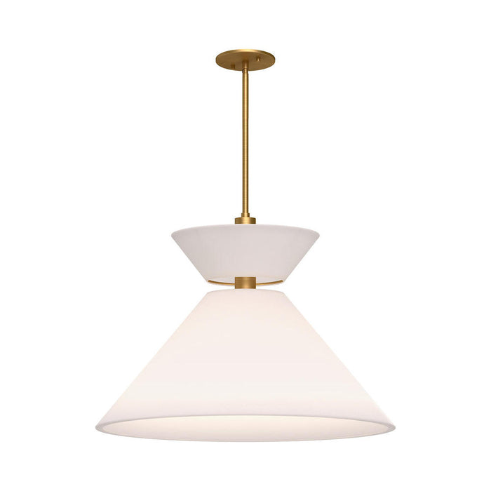 Chapelle 22-in Aged Gold/white Linen 1 Light Pendant | PD543022AGWL