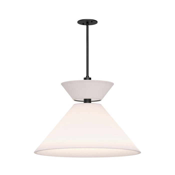 Alora Chapelle 22-in Matte Black/White Linen 1 Light Pendant