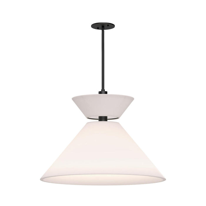 Chapelle 22-in Matte Black/white Linen 1 Light Pendant | PD543022MBWL