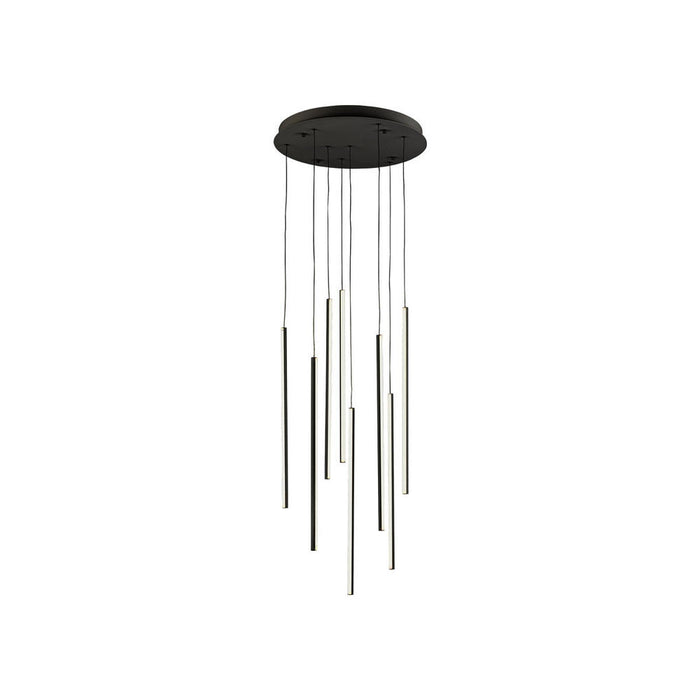 Chute 8 Head Black Led Multi Pendant | MP14919-BK