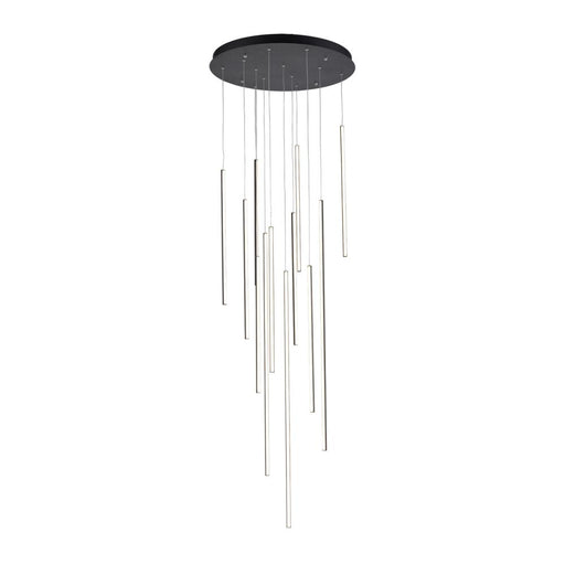 Chute 12 Head Black Led Multi Pendant | MP14924-BK-UNV-010