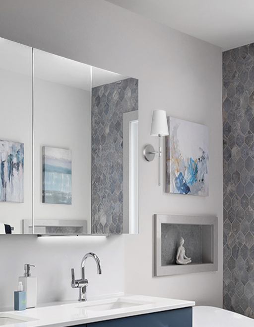 1lt Wall Sconce, Pc With Wh Shade | CIN-211W-PC-790