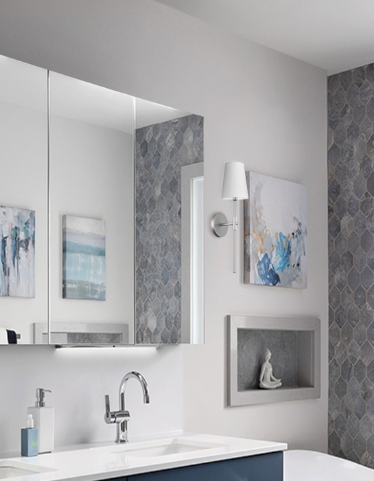 1lt Wall Sconce, Pc With Wh Shade | CIN-211W-PC-790