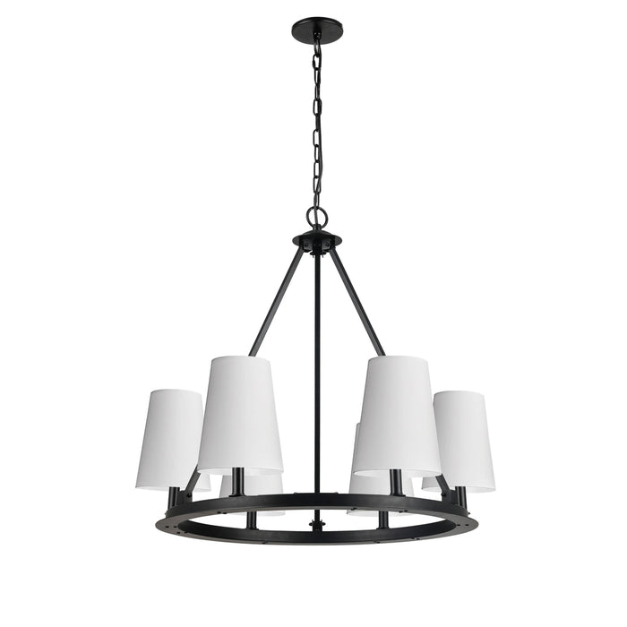  6 Light  Incandescent Chandelier, Mb W/ Wh Shades | CLB-306C-MB-790