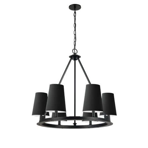  6 Light  Incandescent Chandelier, Mb W/ Bk Shades | CLB-306C-MB-797
