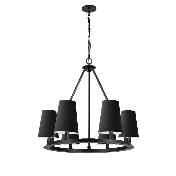  6 Light  Incandescent Chandelier, Mb W/ Bk Shades | CLB-306C-MB-797