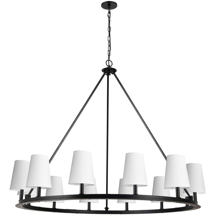  12 Light  Incandescent Chandelier, Mb W/ Wh Shades | CLB-5212C-MB-790
